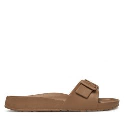 Klapki ONLY Shoes. Brązowe klapki ONLY SHOES, bez wzorów, bez obcasa. Za 49.99 zł.