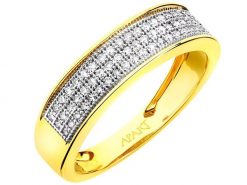 Pierścionek z żółtego złota z diamentami - 0,19 ct - próba 585. Żółte pierścionki Apart, z diamentem, złote. Za 4,290.00 zł.