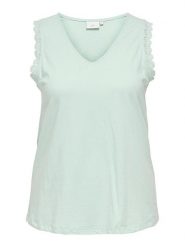 ONLY Carmakoma Top "Lila" w kolorze turkusowym rozmiar: 42/44. Niebieskie topy Only Carmakoma, bez wzorów, z bawełny, bez kołnierzyka, bez ramiączek. Za 52.79 zł.
