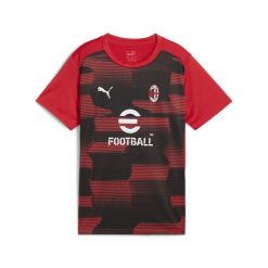 Młodzieżowa koszulka przedmeczowa z krótkim rękawem AC Milan PUMA. Czarna bluzki Puma, m, bez wzorów, młodzieżowe, bez kołnierzyka, bez ramiączek. Za 309.00 zł.
