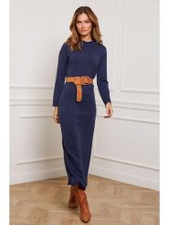Joséfine Sukienka dzianinowa "Analog" w kolorze granatowym rozmiar: S. Niebieskie sukienki Joséfine, s, bez wzorów, z dzianiny, bez kołnierzyka, bez ramiączek, maxi. Za 151.45 zł.