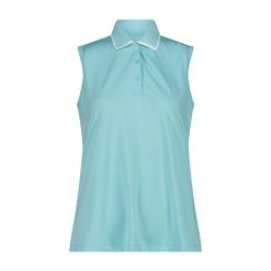 Damska koszulka polo bez rękawów CMP. Niebieskie koszulki polo CMP, bez wzorów, bez kołnierzyka, bez ramiączek. Za 212.50 zł.