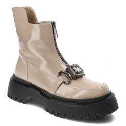 Beżowe Botki S.Barski Modne Buty Damskie. Brązowe botki S.BARSKI, bez wzorów, ze skóry ekologicznej, bez obcasa, na platformie, bez zapięcia. Za 249.00 zł.