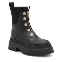 Botki Eva Minge. Czarne botki Eva Minge, bez wzorów, bez obcasa, na płaskiej podeszwie, bez zapięcia. Za 479.00 zł.