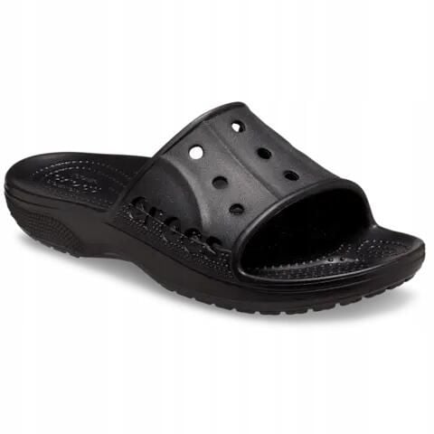 Klapki Dla Dorosłych Crocs Baya II Slide. Czarne klapki Crocs, bez wzorów, z materiału, bez obcasa. Za 99.99 zł.