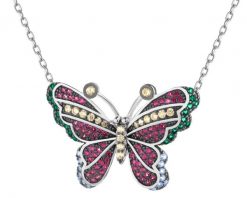 Naszyjnik srebrny z cyrkoniami - motyl. Szare naszyjniki Apart, z cyrkonią, srebrne. Za 339.00 zł.