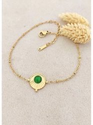 Nakkash Pozłacana bransoletka z elementami ozdobnymi rozmiar: onesize. Zielone bransoletki Nakkash, z agatem, pozłacane. Za 39.99 zł.