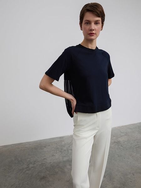 BGN Koszulka w kolorze granatowym rozmiar: 38. Niebieskie bluzki BGN, bez wzorów, bez kołnierzyka, bez ramiączek. Za 65.54 zł.