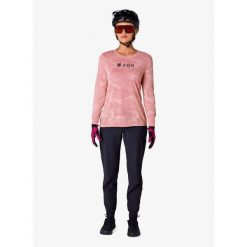 Bluza rowerowa damska Fox Ranger Tru Dri LS Jersey. Czerwone bluzy sportowe FOX, bez wzorów, z jersey, bez kaptura. Za 313.49 zł.