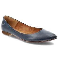 Granatowe Baleriny Maciejka Wygodne Obuwie Damskie. Niebieskie baleriny Maciejka, bez wzorów, ze skóry, bez obcasa, na obcasie. Za 246.99 zł.
