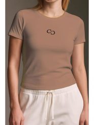 Cotton Candy Koszulka w kolorze karmelowym rozmiar: L. Brązowe bluzki Cotton Candy, l, bez wzorów, bez kołnierzyka, bez ramiączek. Za 78.47 zł.