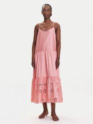 Fracomina Sukienka letnia FJ25SD3001W400E5 Koralowy Relaxed Fit. Pomarańczowe sukienki Fracomina, na lato, xl, bez wzorów, z bawełny, bez kołnierzyka, bez ramiączek. Za 459.99 zł.