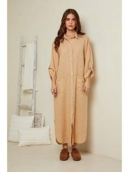 Rodier Lin Lniana sukienka w kolorze beżowym rozmiar: L/XL. Brązowe sukienki Rodier Lin, na co dzień, l, bez wzorów, ze lnu, bez kołnierzyka, bez ramiączek, maxi, proste. Za 198.10 zł.
