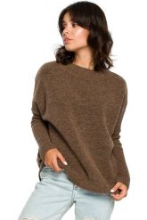 Elegancki gruby sweter z kimonowymi rękawami grafitowy. Szare swetry Polskie swetry, s, bez wzorów, z dzianiny, bez ramiączek. Za 229.00 zł.