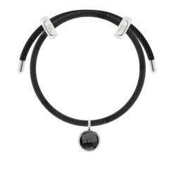 Bransoletka Liana, posrebrzana w kolorze czarnym z zawieszką z czarnym kryształem. Czarne bransoletki Lilou, posrebrzane. Za 248.00 zł.