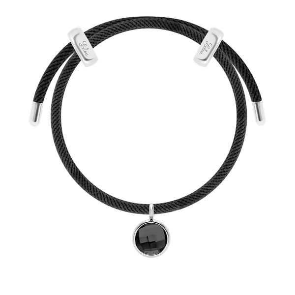 Bransoletka Liana, posrebrzana w kolorze czarnym z zawieszką z czarnym kryształem. Czarne bransoletki Lilou, posrebrzane. Za 248.00 zł.