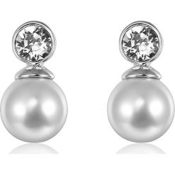 Kolczyki z kryształkami Swarovski i perłami w kolorze białym. Szare kolczyki Metropolitan, Smithfield, Crystal Deluxe & Co., z kryształem. W wyprzedaży za 34.95 zł.