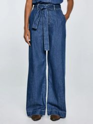 Jeansy damskie wide z paskiem granatowe Julii 398. Niebieskie jeansy Big Star, l, bez wzorów, z podwyższonym stanem. Za 299.99 zł.