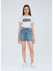 Pepe Jeans Spódnica dżinsowa "Rachel" w kolorze niebieskim rozmiar: S. Niebieskie spódnice Pepe Jeans, s, z aplikacjami, z jeansu, klasyczne, mini. Za 122.96 zł.