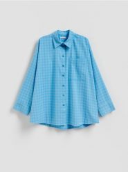 Koszula w kratę - jasnoniebieski. Niebieskie koszule Reserved, l, bez wzorów, z tkaniny, bez kołnierzyka, bez ramiączek. Za 159.99 zł.