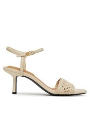 Tommy Hilfiger Sandały Crochet Lthr Kitten Sandal FW0FW08587 Beżowy. Brązowe sandały TOMMY HILFIGER, bez wzorów, ze skóry, bez obcasa, na szpilce, bez zapięcia. Za 409.99 zł.