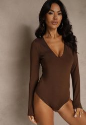 Brązowe Body z Długimi Rękawami z Wiskozą Zaithria. Brązowe body Renee, l, bez wzorów, z wiskozy. Za 89.99 zł.
