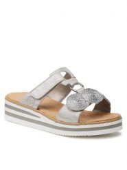 Rieker Klapki V02K3-40 Srebrny. Szare klapki Rieker, bez wzorów, z syntetyku, bez obcasa. Za 309.99 zł.