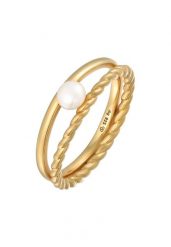 Elli PREMIUM Damski trend twisted z perłą hodowlaną słodkowodną w pozłacanym srebrze próby 925 Sterling Silver Pierścionki 1 ct. Szare pierścionki Elli PREMIUM, z perłą, pozłacane. Za 418.99 zł.
