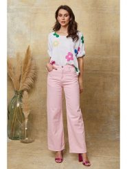 La Compagnie Du Lin Koszulka "Aphrodite" w kolorze białym ze wzorem rozmiar: XL. Białe bluzki La Compagnie Du Lin, xl, bez wzorów, z bawełny, bez kołnierzyka, bez ramiączek. Za 100.99 zł.