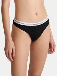 Tommy Hilfiger Stringi UW0UW05875 Czarny. Czarne stringi TOMMY HILFIGER, bez wzorów, z bawełny. Za 69.99 zł.
