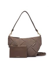 Calvin Klein Torebka Woven Sueded Shoulder Bag LV04F3694G Brązowy. Brązowe torebki klasyczne Calvin Klein, bez wzorów, ze skóry, bez dodatków. Za 569.99 zł.