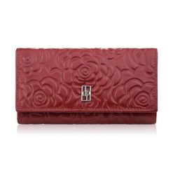 Portfel damski skórzany duży czerwony w kwiaty z ochroną RFID Paolo Peruzzi AL-14-RD. Czerwone portfele PAOLO PERUZZI, bez wzorów, ze skóry. Za 89.00 zł.