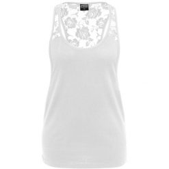Damski tank top miejski klasyczny kwiatowa koronka luźny. Białe topy Urban Classics, bez wzorów, z koronki, bez kołnierzyka, bez ramiączek. W wyprzedaży za 38.00 zł.