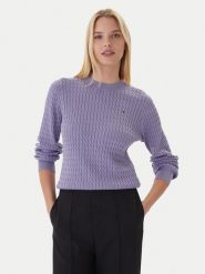 Tommy Hilfiger Sweter Fine WW0WW44993 Fioletowy Regular Fit. Fioletowe swetry TOMMY HILFIGER, xs, bez wzorów, z bawełny, bez ramiączek. Za 559.99 zł.