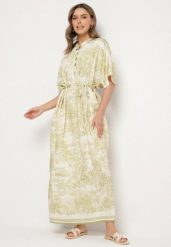 Zielona Sukienka Typu Oversize z Wiskozą w Abstrakcyjny Wzór Lunalessa. Zielone sukienki Born2be, na co dzień, bez wzorów, z wiskozy, eleganckie, bez kołnierzyka, bez ramiączek, maxi, oversize. Za 79.99 zł.