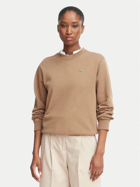 Lacoste Bluza SF5270 Brązowy jasny Regular Fit. Brązowe bluzy Lacoste, bez wzorów, z bawełny, bez kaptura. Za 549.99 zł.