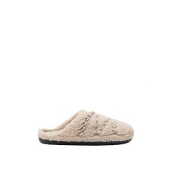 Kapcie Moon Boot Teddy. Brązowe obuwie domowe Moon Boot, bez wzorów, z gumy, z okrągłym noskiem, bez zapięcia. Za 391.50 zł.