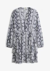 Sukienka z nadrukiem. Czarne sukienki bonprix, bez wzorów, bez kołnierzyka, bez ramiączek. Za 149.99 zł.