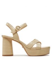 Guess Sandały Milano FLGMIO PEL03 Beżowy. Brązowe sandały Guess, z aplikacjami, ze skóry, bez obcasa, na słupku, bez zapięcia. Za 999.99 zł.