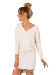 Made of emotion Sukienka w kolorze kremowym rozmiar: M. Brązowe sukienki Made Of Emotion, m, bez wzorów, bez kołnierzyka, bez ramiączek, mini. Za 144.95 zł.