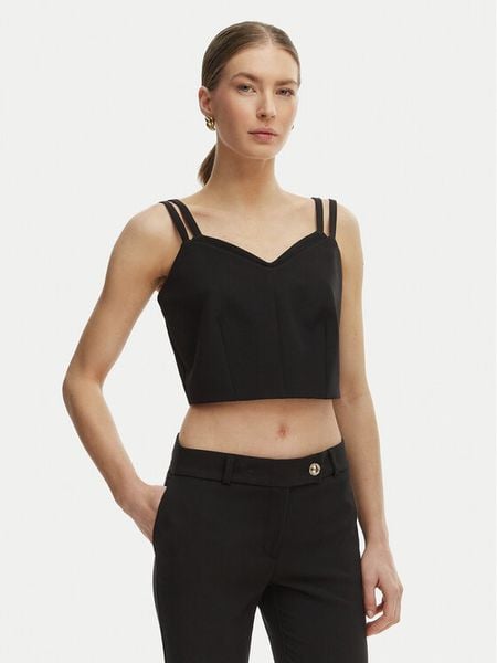 Rinascimento Top CFC0127891003 Czarny Slim Fit. Czarne topy Rinascimento, s, bez wzorów, z syntetyku, bez kołnierzyka, bez ramiączek. Za 233.99 zł.