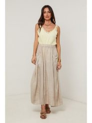 Le Monde du Lin Lniana spódnica w kolorze beżowym rozmiar: 34/36. Brązowe spódnice Le Monde du Lin, bez wzorów, ze lnu, maxi. Za 152.99 zł.