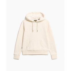 Damska bluza z kapturem z metalicznym logo Superdry Luxe. Brązowe bluzy Superdry, bez wzorów, ze skóry, z kapturem. W wyprzedaży za 323.85 zł.