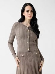 Guess Sweter 183559 Beżowy Classic Fit. Brązowe swetry Guess, xs, z aplikacjami, bez ramiączek. Za 474.99 zł.