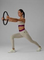 4F Legginsy treningowe szybkoschnące damskie - beżowe XL. Brązowe legginsy 4f, s, bez wzorów, z podwyższonym stanem, na fitness i siłownię. Za 169.99 zł.