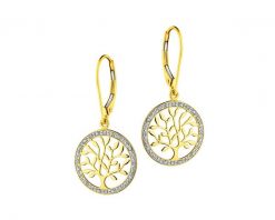 Kolczyki z żółtego złota z diamentami - drzewka - 0,07 ct - próba 585. Żółte kolczyki Apart, z diamentem, złote. Za 2,390.00 zł.
