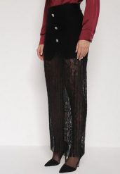 Czarna Dzianinowa Spódnica z Wiskozą Zdobiona Koronką i Guzikami Sewora. Czarne spódnice Born2be, na co dzień, m, z aplikacjami, z dzianiny, klasyczne, maxi, oversize. Za 129.99 zł.