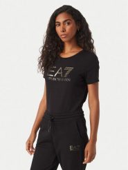 EA7 Emporio Armani T-Shirt 7W001443 AF10373 MC004 Czarny Slim Fit. Czarne t-shirty EA7 Emporio Armani, xxl, bez wzorów, z bawełny, bez kołnierzyka, bez ramiączek. Za 284.99 zł.