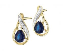 Kolczyki z żółtego złota z diamentami i szafirami - próba 375. Żółte kolczyki Apart, z diamentem, złote. Za 1,459.00 zł.