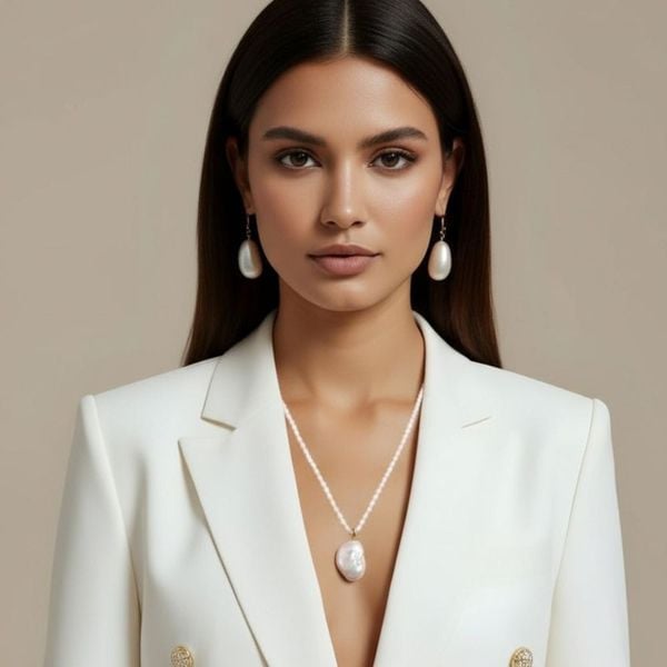 NOKO XXL naszyjnik ogromna biała perła barokowa, zapinka. Białe naszyjniki Braccatta, z perłą, pozłacane. Za 538.00 zł.